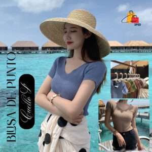 BLUSA DE PUNTO CON CUELLO V
