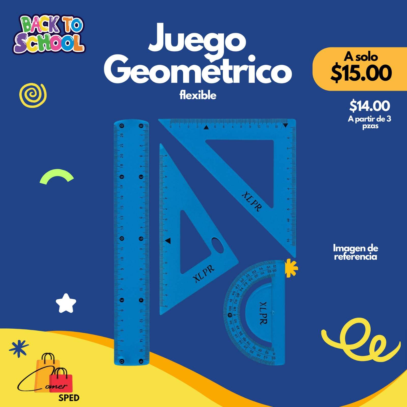 JUEGO DE GEOMETRÍA FLEXIBLE ECONOMICO 📝✍🏻📒📚