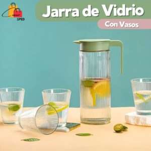 JARRA DE VIDRIO CON VASOS